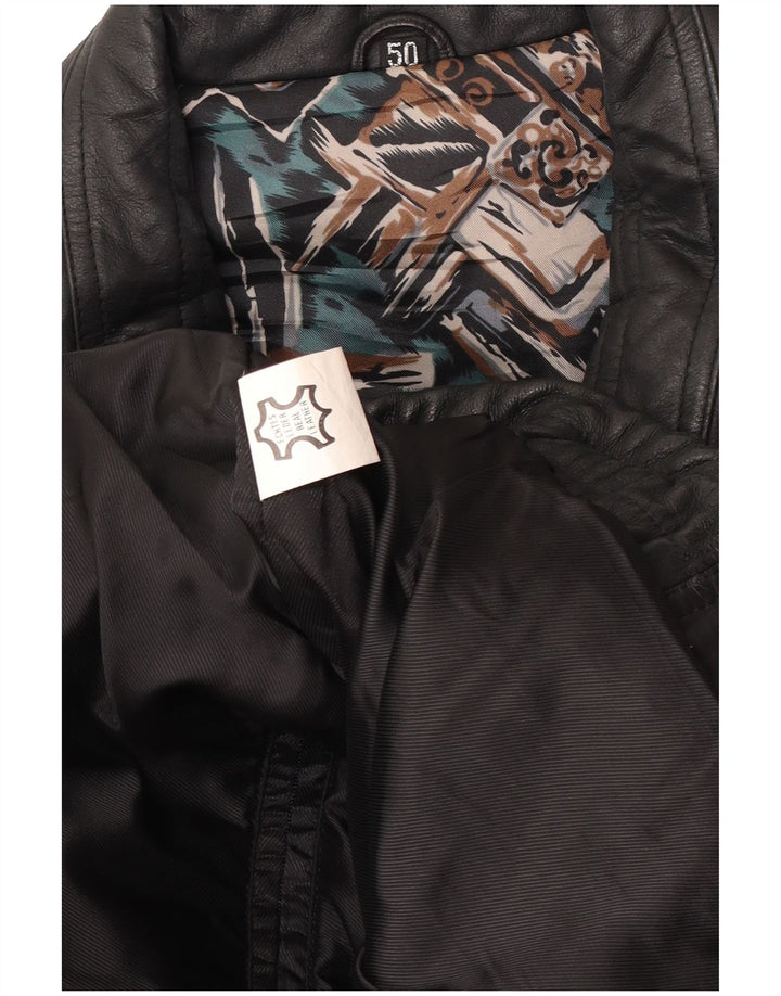 Vintage Mens Bomber Leather Jacket EU 50 Large Black Leather