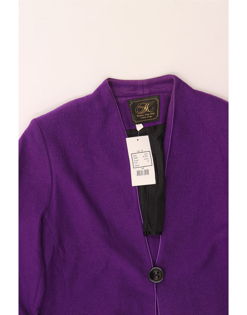KIRSTEN KROG DESIGN Womens Longline 1 Button Blazer Jacket UK 18 XL Purple Vintage Kirsten Krog Design and Second-Hand Kirsten Krog Design from Messina Hembry 