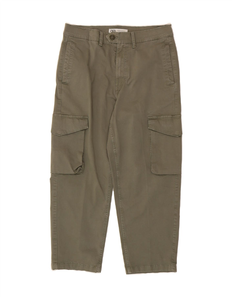 ZARA Mens Loose Fit Cargo Cropped Trousers EU 40 Medium W31 L24 Green Vintage Zara and Second-Hand Zara from Messina Hembry 