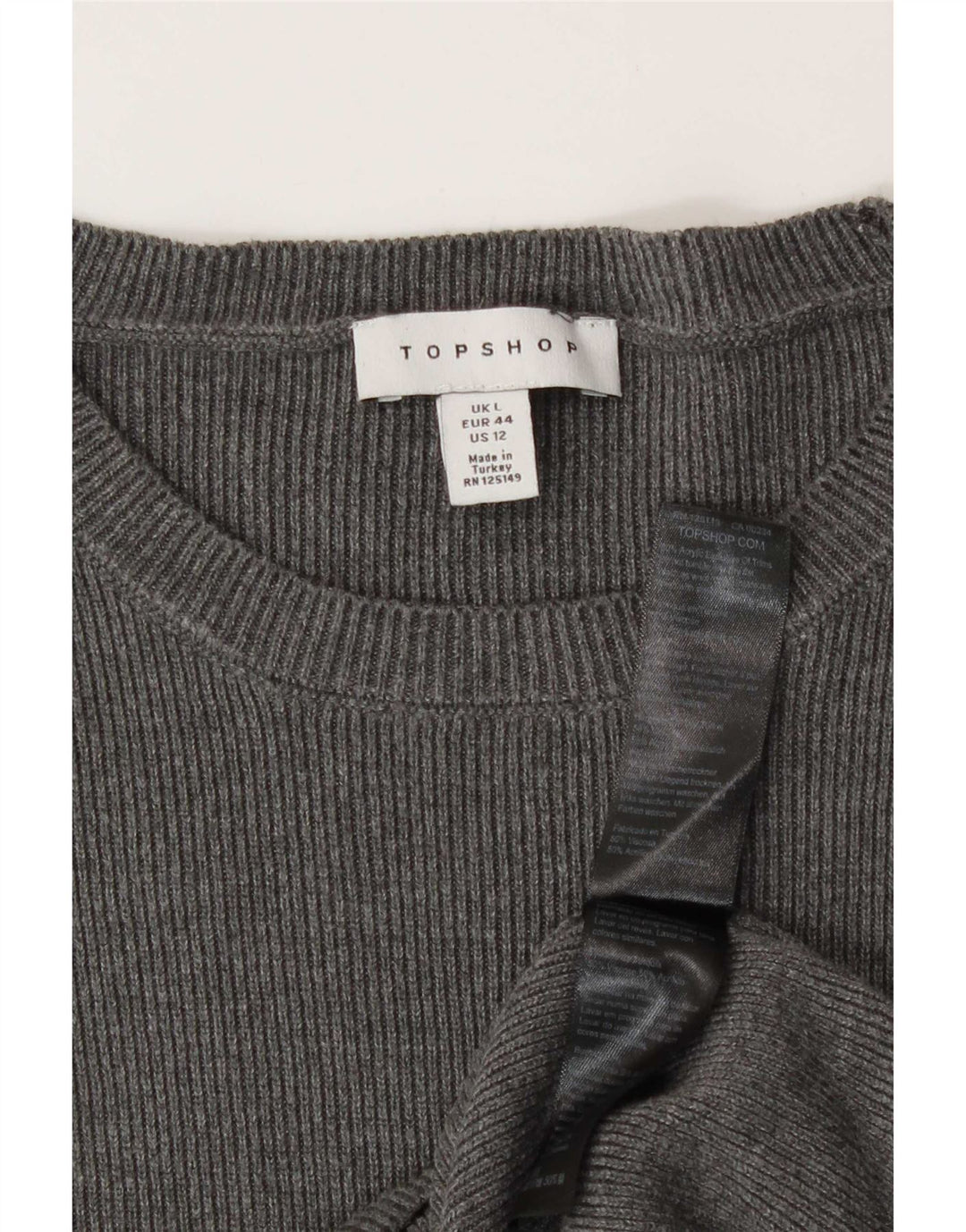 Topshop Womens Top Long Sleeve UK 16 Large Grey Acrylic