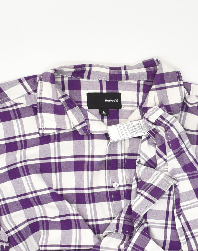 HURLEY Mens Short Sleeve Shirt Large Purple Check Cotton | Vintage Hurley | Thrift | Second-Hand Hurley | Used Clothing | Messina Hembry 