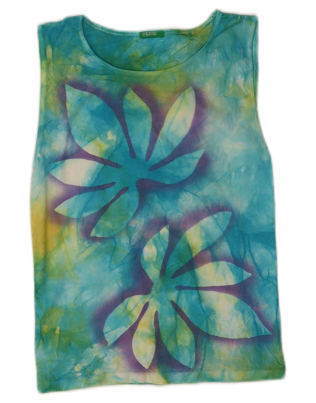Benetton Womens Vest Top UK 4 XS Multicoloured Tie Dye
