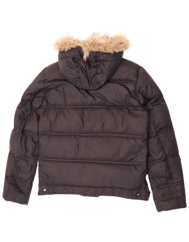 Blauer Mens Hooded Padded Jacket UK 38 Medium Black Nylon