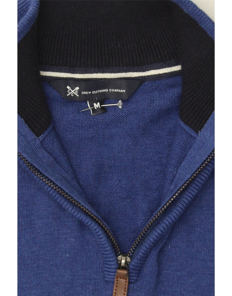 CREW CLOTHING Mens Zip Neck Jumper Sweater Medium Blue Cotton Vintage Crew Clothing and Second-Hand Crew Clothing from Messina Hembry 