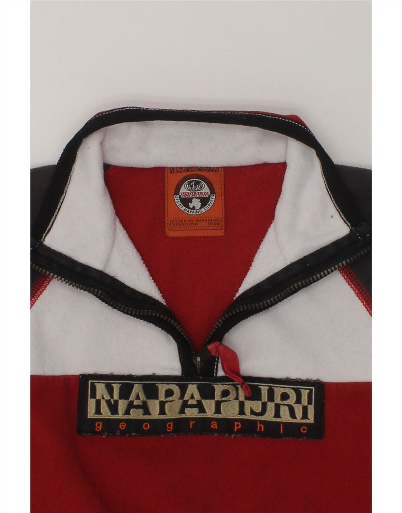 NAPAPIJRI Boys Graphic Zip Neck Fleece Jumper 5-6 Years Red Colourblock | Vintage Napapijri | Thrift | Second-Hand Napapijri | Used Clothing | Messina Hembry 