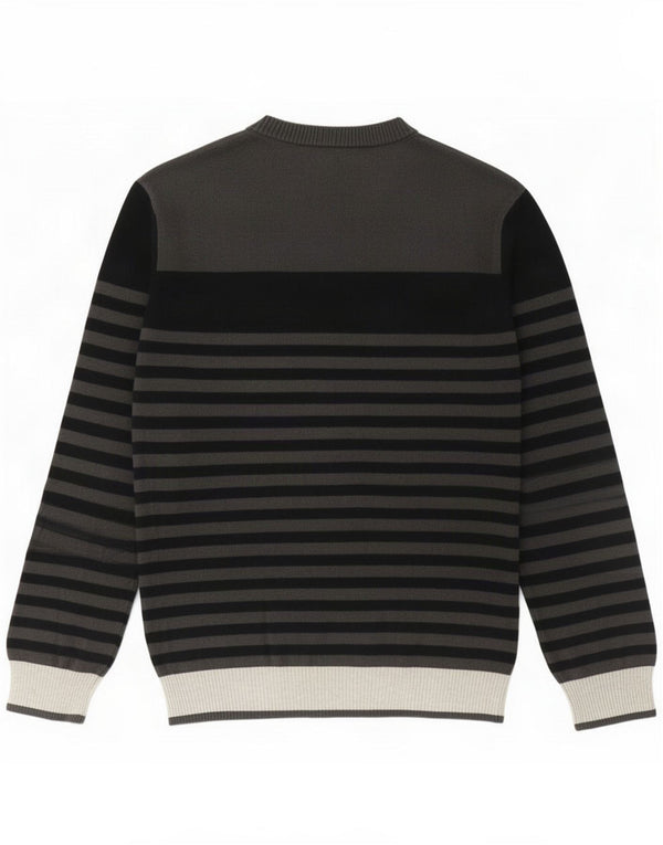 Diesel Mens Crew Neck Jumper Sweater Small Grey Striped