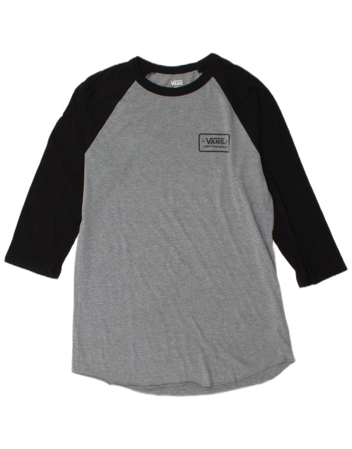 Vans Mens Graphic Top 3/4 Sleeve Small Grey Cotton