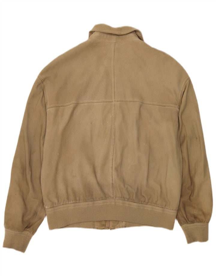 Vintage Mens Suede Bomber Jacket UK 38 Medium Beige