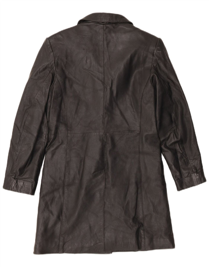 Vintage Womens Leather Coat UK 12 Medium Black Leather