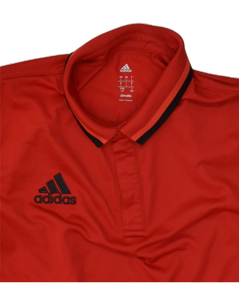 ADIDAS Mens Climalite Graphic Polo Shirt Large Red Polyester Vintage Adidas and Second-Hand Adidas from Messina Hembry 