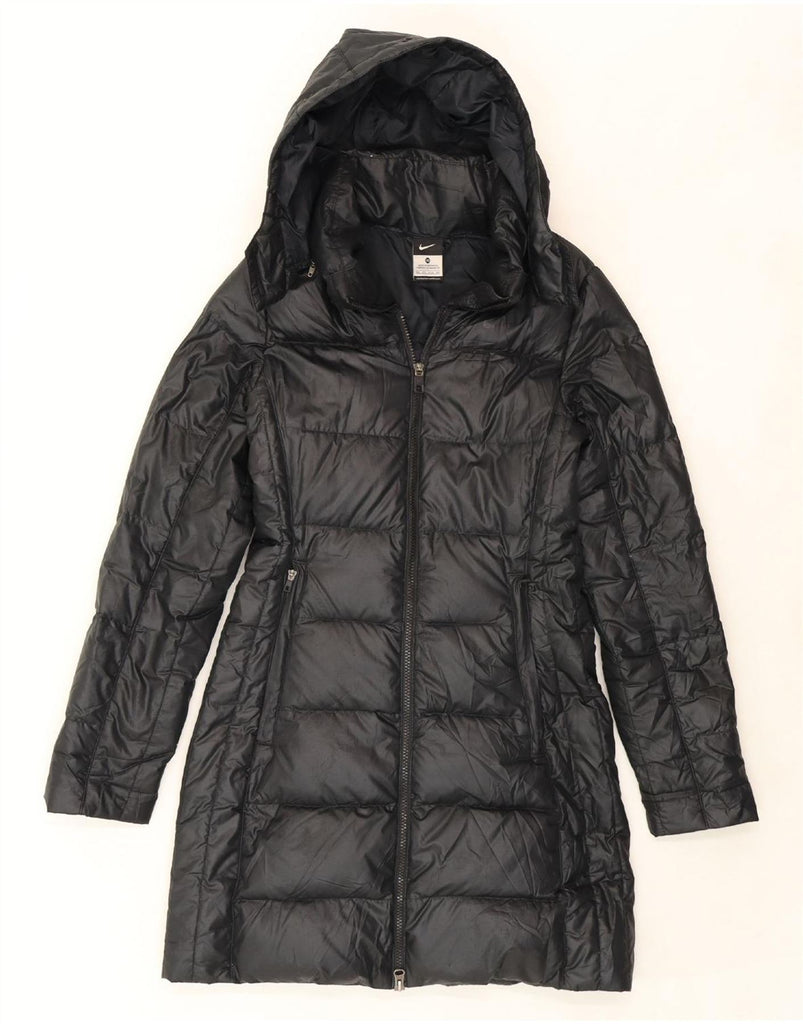 NIKE Womens Hooded Padded Coat UK 6 XS Black Polyester Vintage Nike and Second-Hand Nike from Messina Hembry 