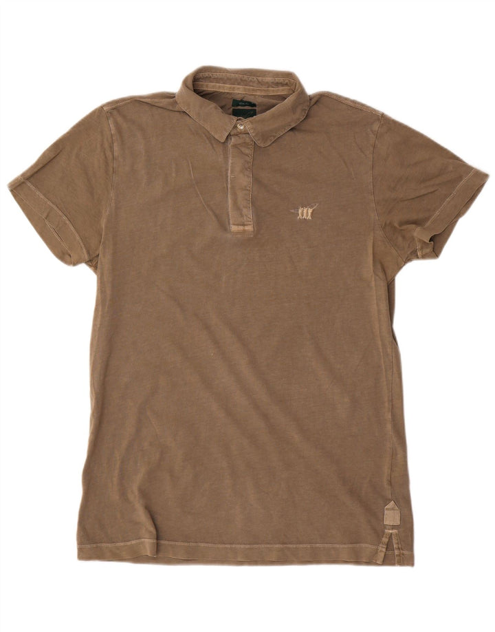 Henry Cottons Mens Slim Fit Polo Shirt Medium Brown Cotton