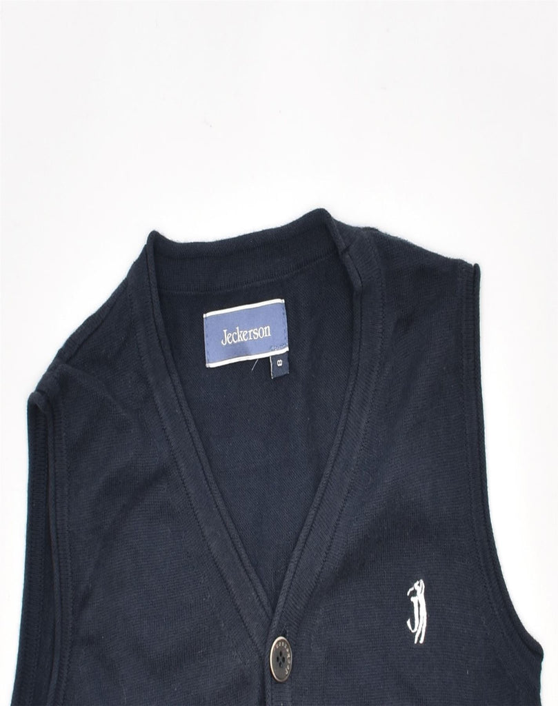 JECKERSON Boys Sleeveless Cardigan Sweater 7-8 Years Navy Blue Cotton | Vintage | Thrift | Second-Hand | Used Clothing | Messina Hembry 