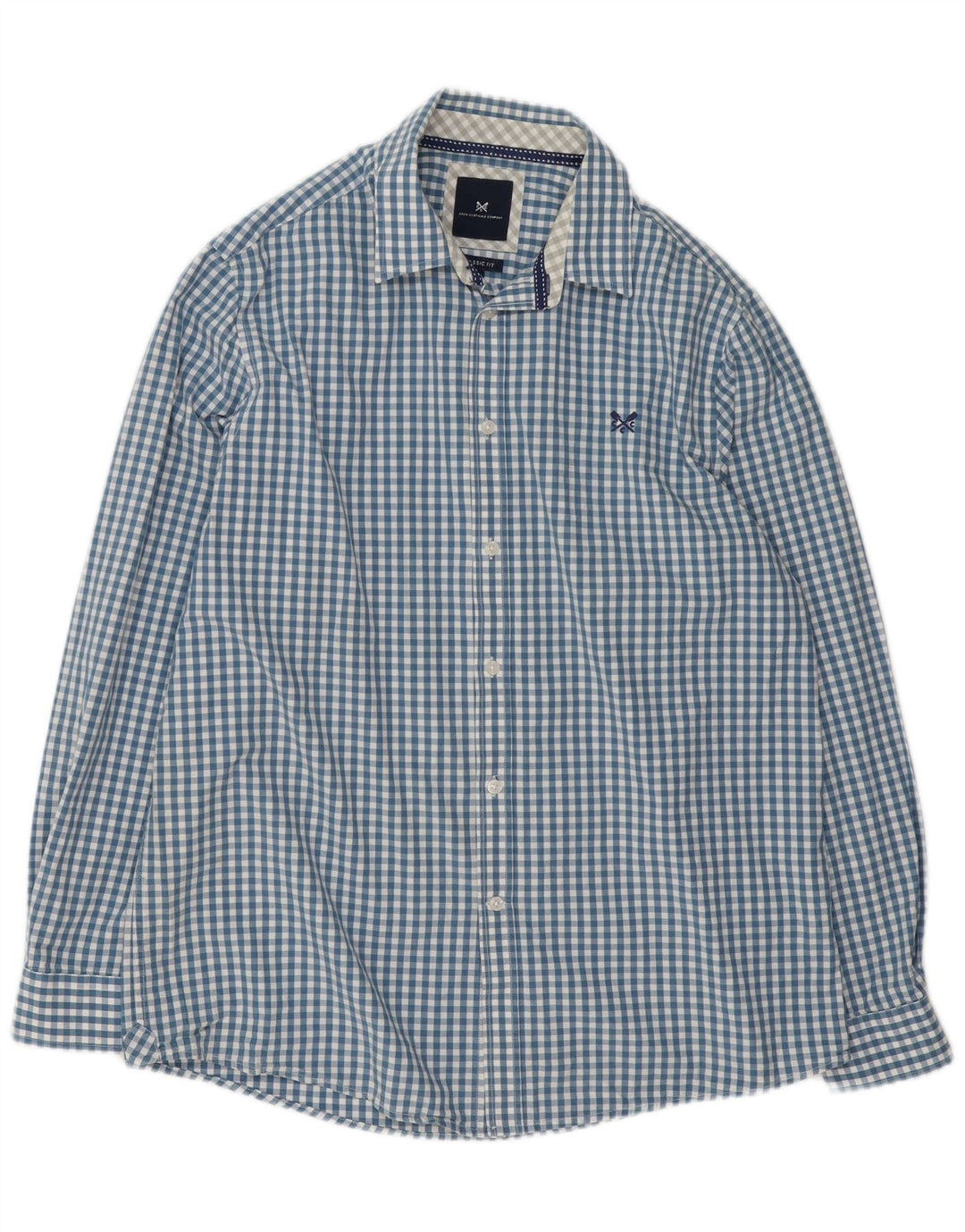 Crew Clothing Mens Classic Fit Shirt XL Blue Gingham Cotton