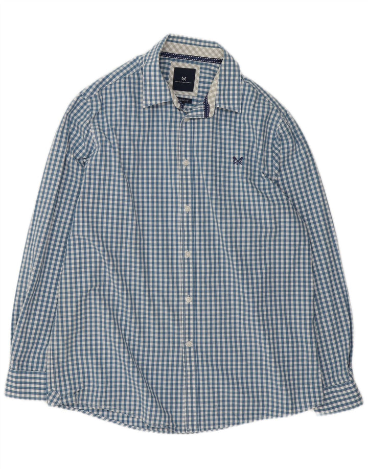 Crew Clothing Mens Classic Fit Shirt XL Blue Gingham Cotton