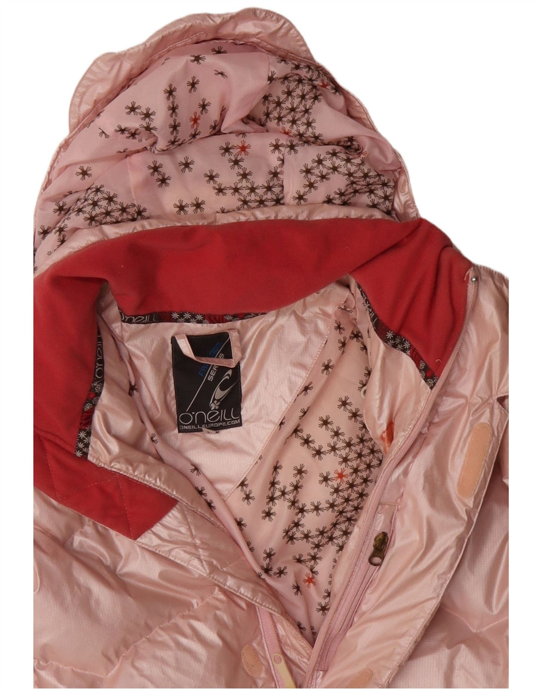 O'NEILL Womens Hooded Padded Jacket UK 16 Large Pink Polyester