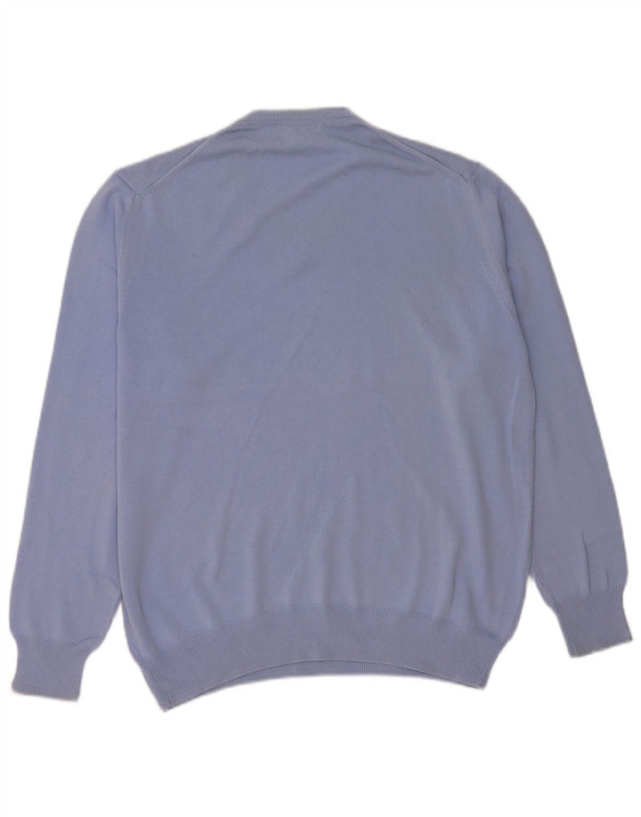 Zara Mens V-Neck Jumper Sweater Large Blue