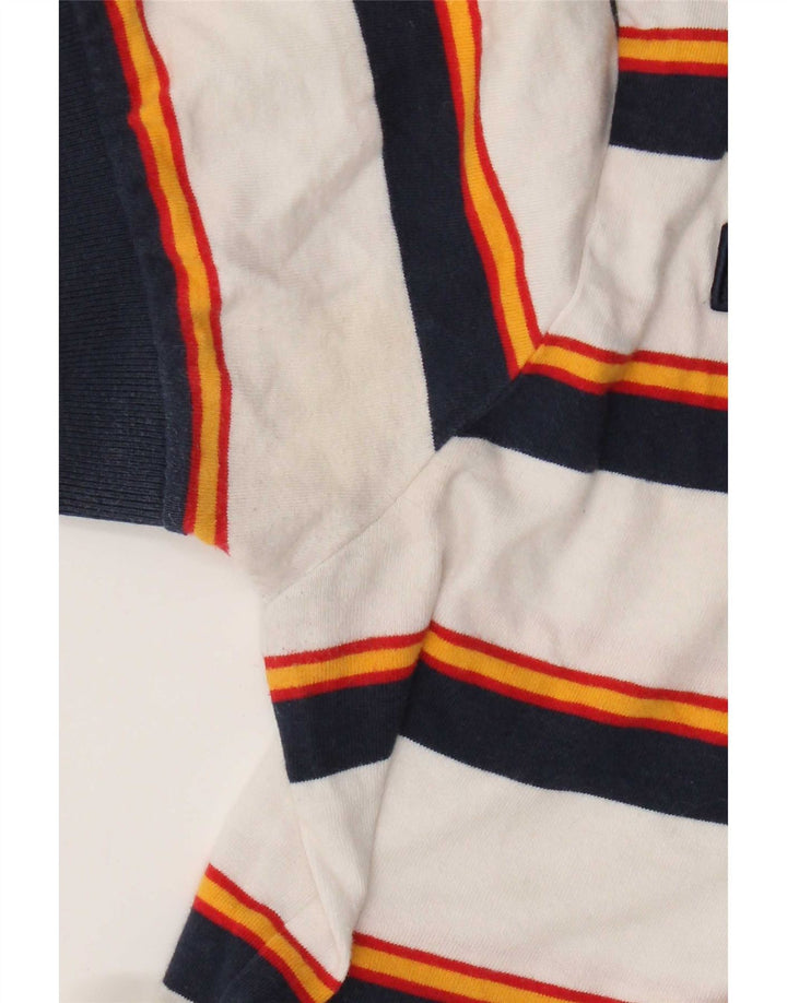 Ellesse Mens Polo Shirt Small White Striped Cotton