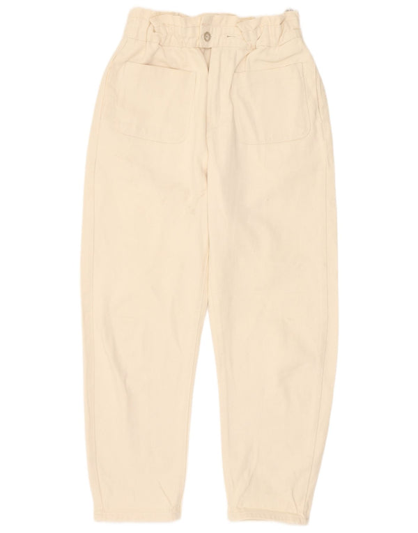 Zara Womens High Waist Tapered Jeans EU 36 XS W26 L25 Beige Cotton