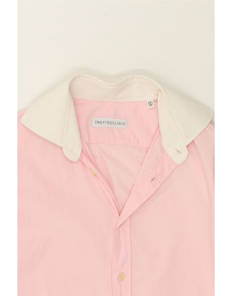 TRUSSARDI Mens Shirt Size 15 1/2 39 Medium Pink Cotton | Vintage Trussardi | Thrift | Second-Hand Trussardi | Used Clothing | Messina Hembry 