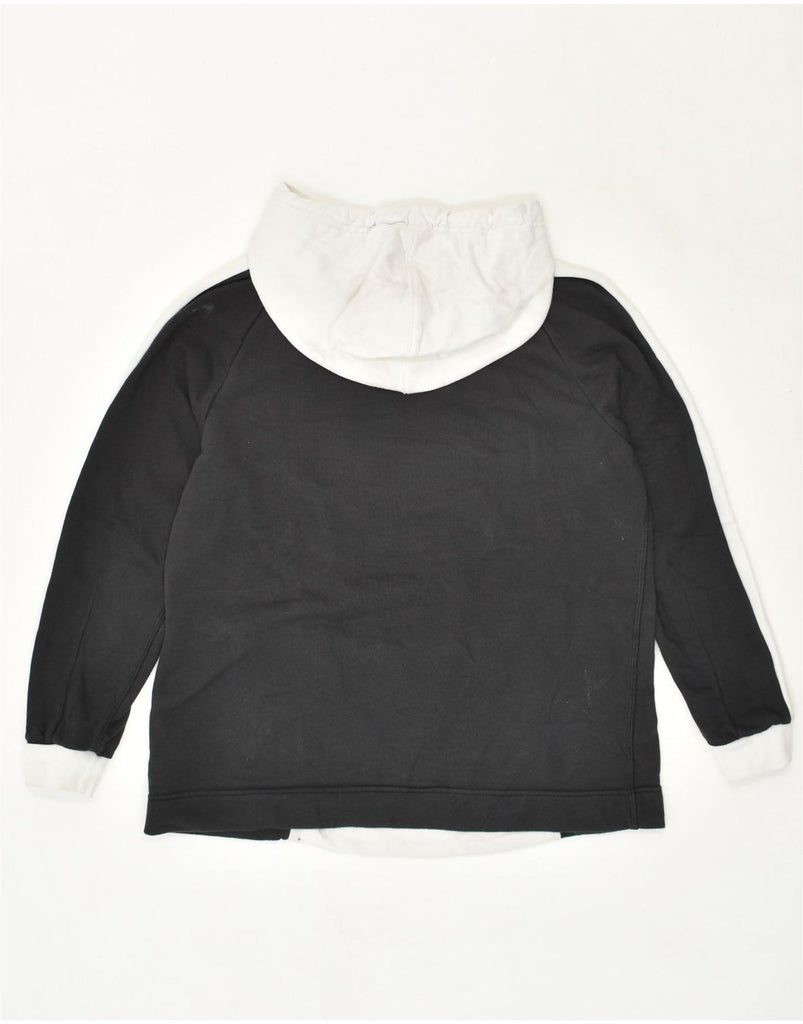 ADIDAS Womens Graphic Hoodie Jumper UK 6 XS Black Colourblock Cotton | Vintage Adidas | Thrift | Second-Hand Adidas | Used Clothing | Messina Hembry 