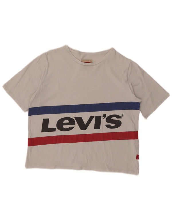 Levi's Girls Crop Graphic T-Shirt Top 13-14 Years White Colourblock Cotton