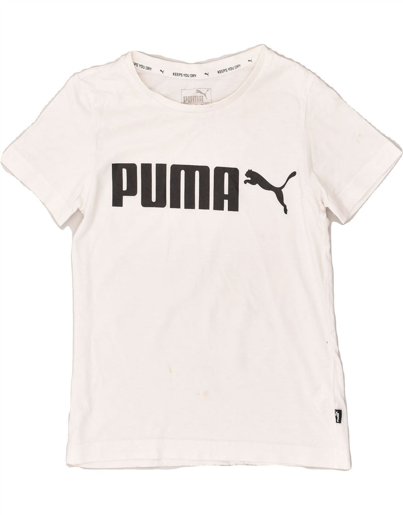 PUMA Boys Graphic T-Shirt Top 7-8 Years White Cotton | Vintage Puma | Thrift | Second-Hand Puma | Used Clothing | Messina Hembry 