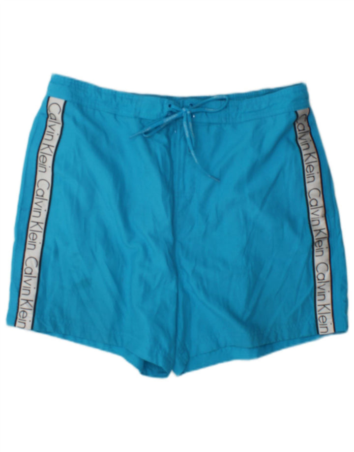 Calvin Klein Mens Graphic Swimming Shorts Large Blue Colourblock