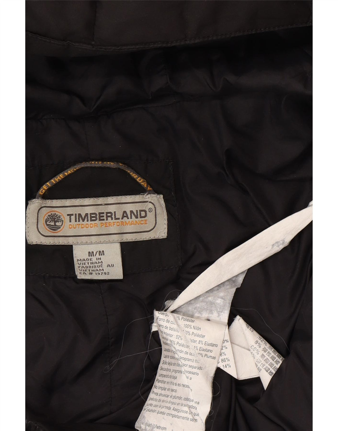 Timberland Womens Hooded Padded Coat UK 14 Medium Black Polyester
