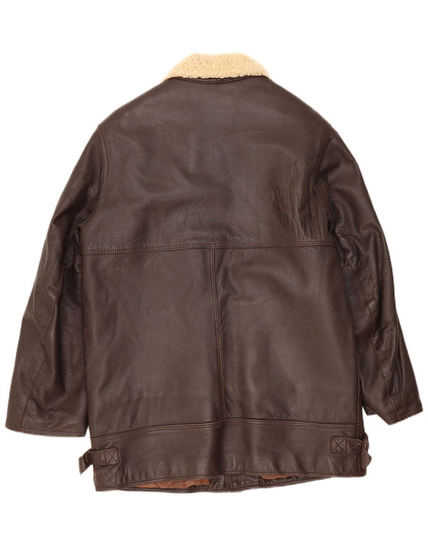 Ivy Oxford Mens Leather Jacket UK 36 Small Brown