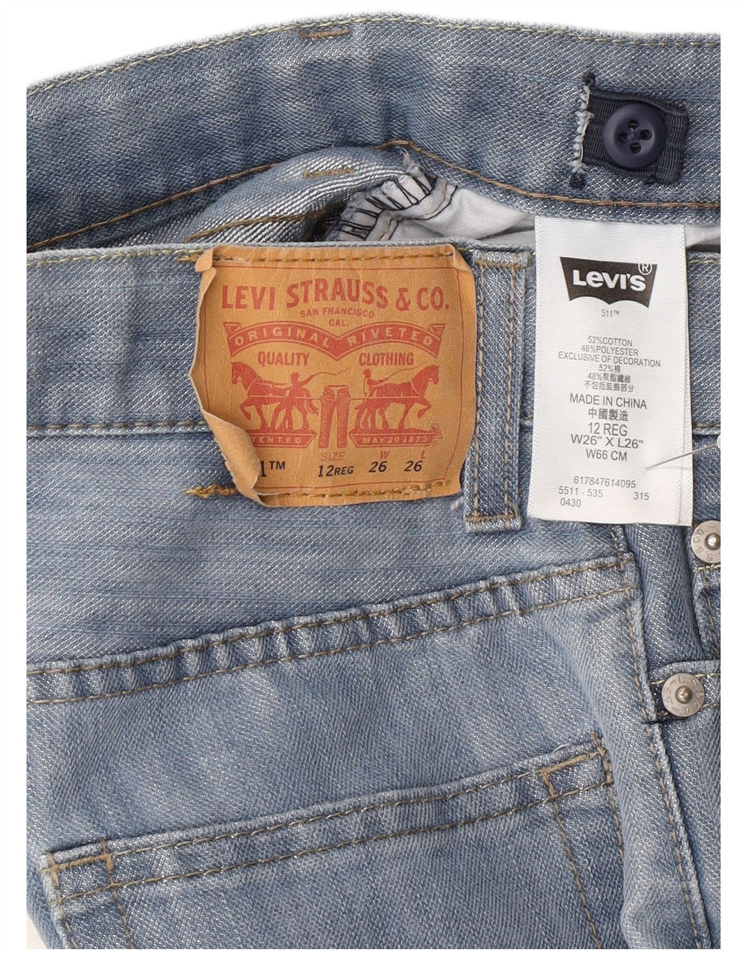 Levi's Boys 511 Slim Jeans 11-12 Years W26 L26 Blue Cotton