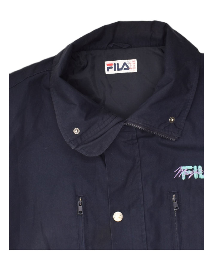 FILA Mens Utility Jacket IT 48 Medium Navy Blue Polyester | Vintage Fila | Thrift | Second-Hand Fila | Used Clothing | Messina Hembry 