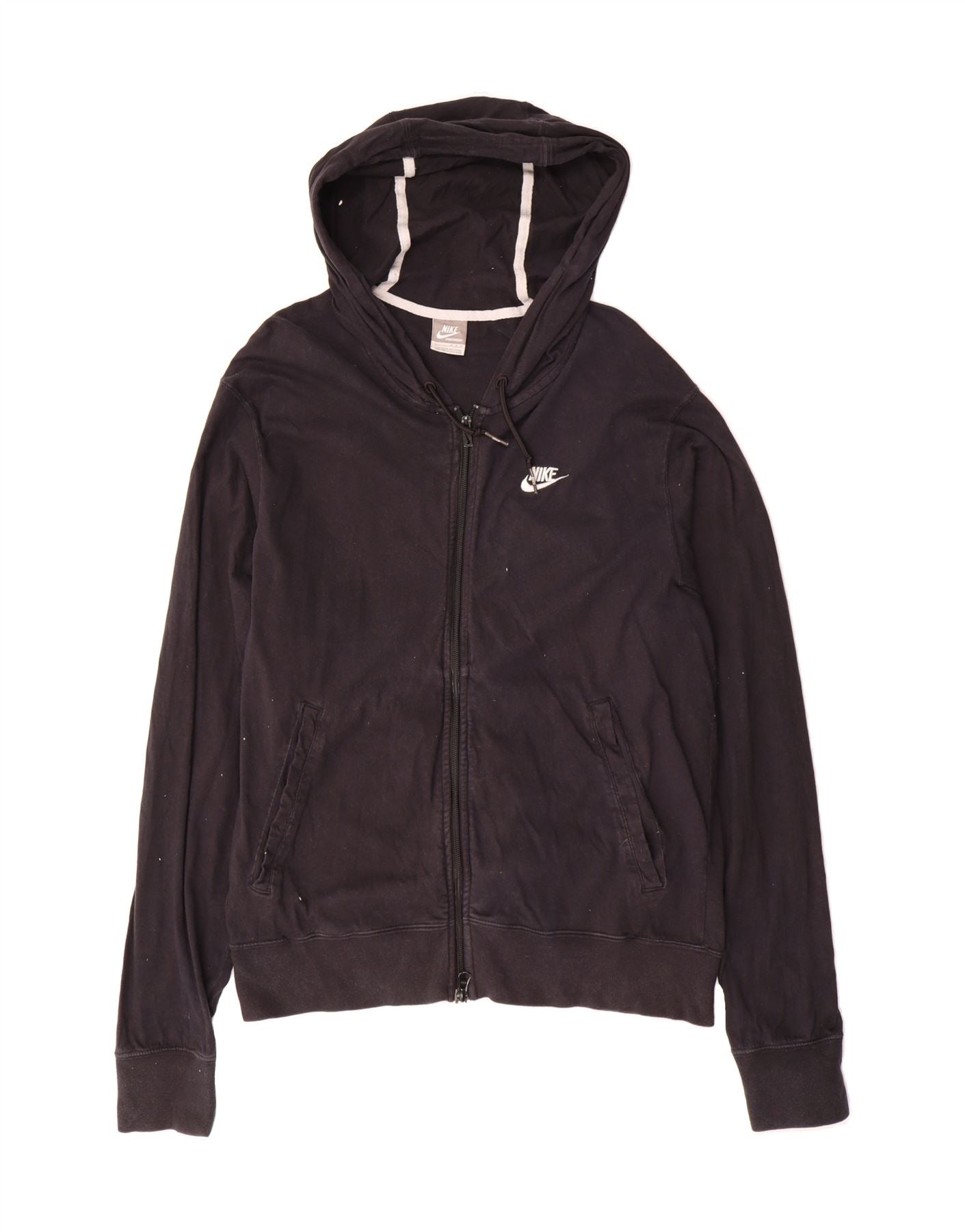 NIKE Mens Zip Hoodie Sweater Medium Black Cotton Vintage