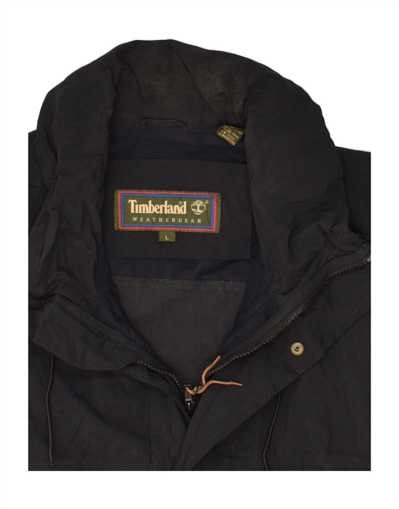 TIMBERLAND Mens Hooded Rain Jacket UK 40 Large Black Nylon | Vintage Timberland | Thrift | Second-Hand Timberland | Used Clothing | Messina Hembry 