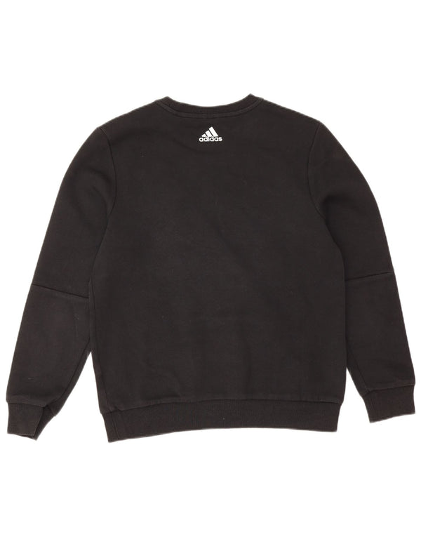 Adidas Boys Graphic Sweatshirt Jumper 13-14 Years Black Colourblock Cotton