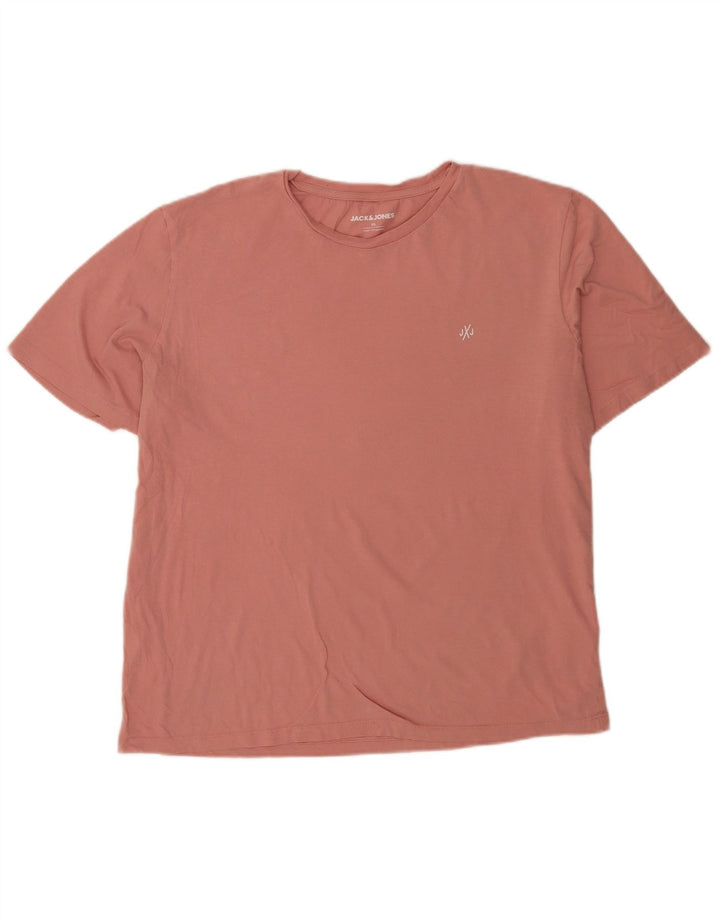 Jack & Jones Mens T-Shirt Top 2XL Pink Cotton