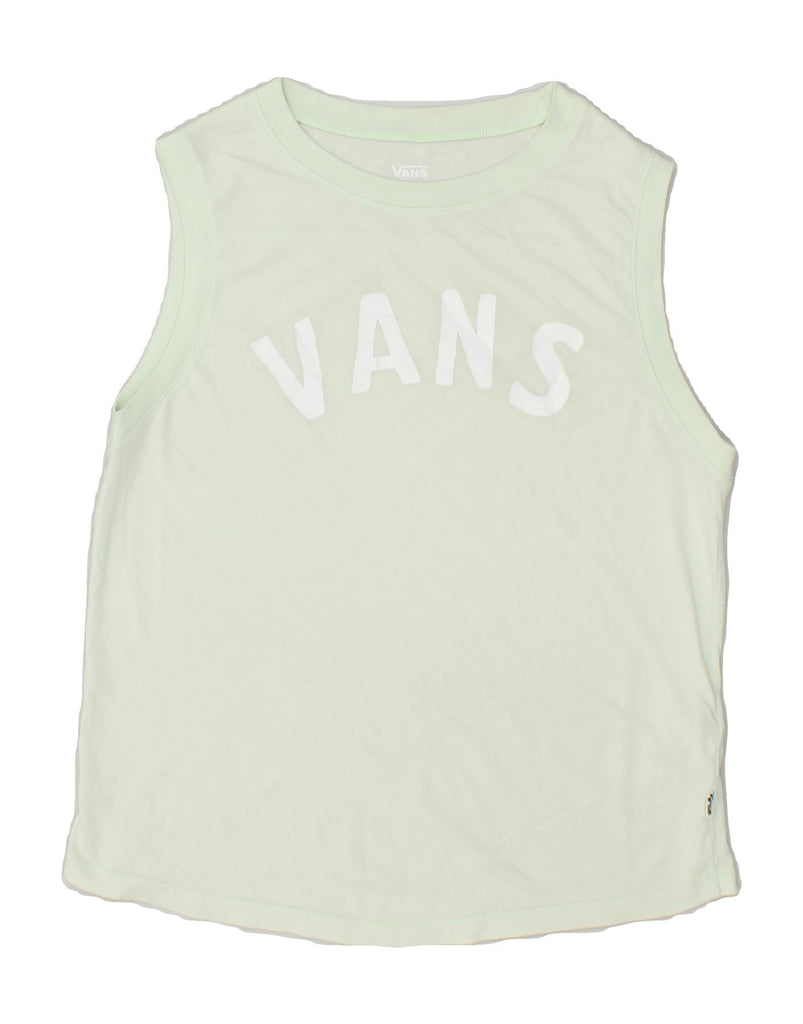 VANS Womens Graphic Vest Top UK 10 Small Green | Vintage Vans | Thrift | Second-Hand Vans | Used Clothing | Messina Hembry 