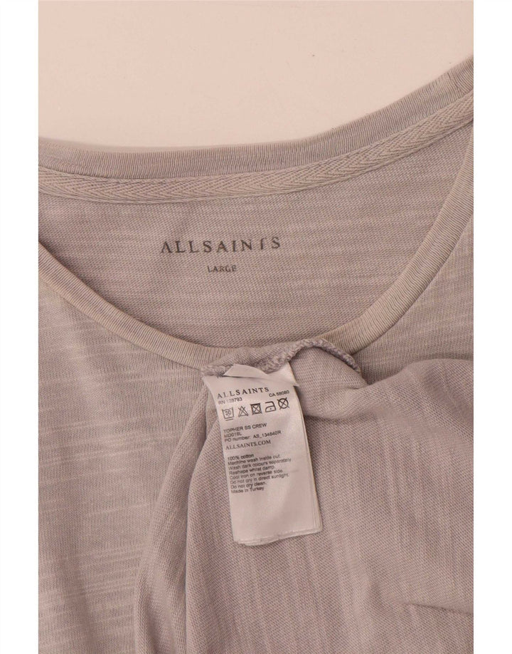 All Saints Mens T-Shirt Top Large Grey Flecked Cotton