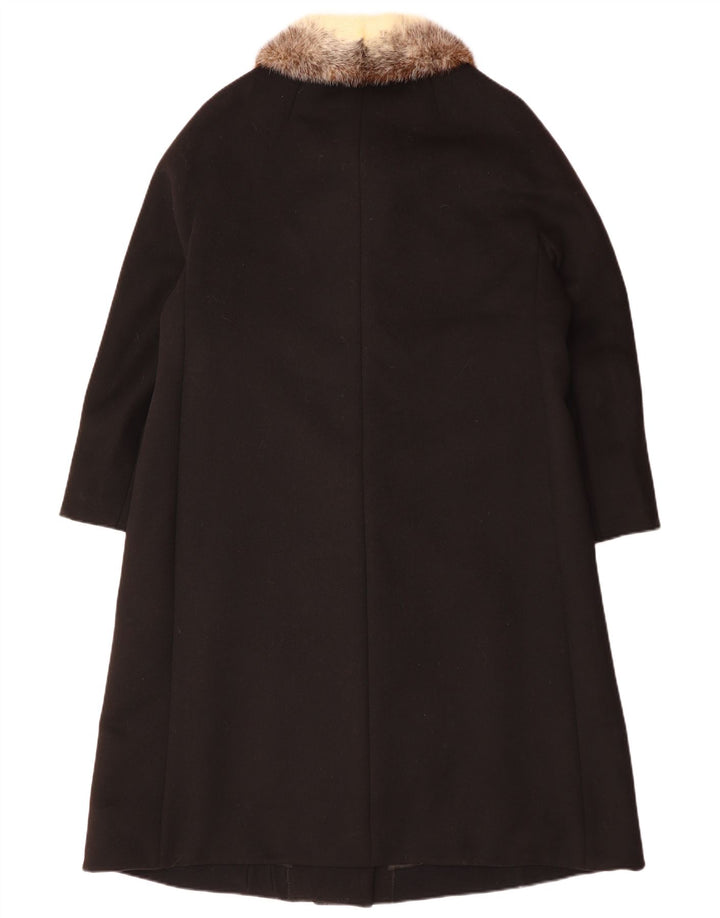 VINTAGE Womens Overcoat UK 14 Large Black Wool