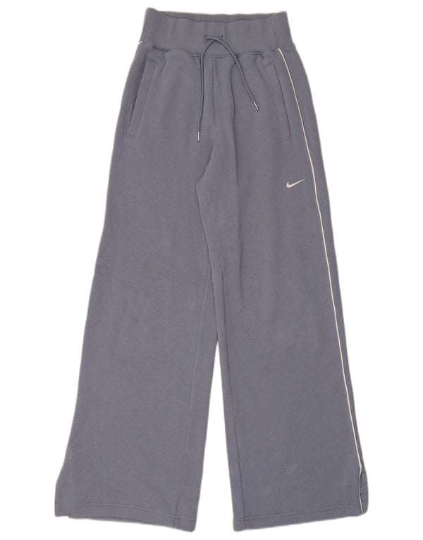 Nike Womens Wide Leg Tracksuit Trousers UK 4 XS Blue Cotton