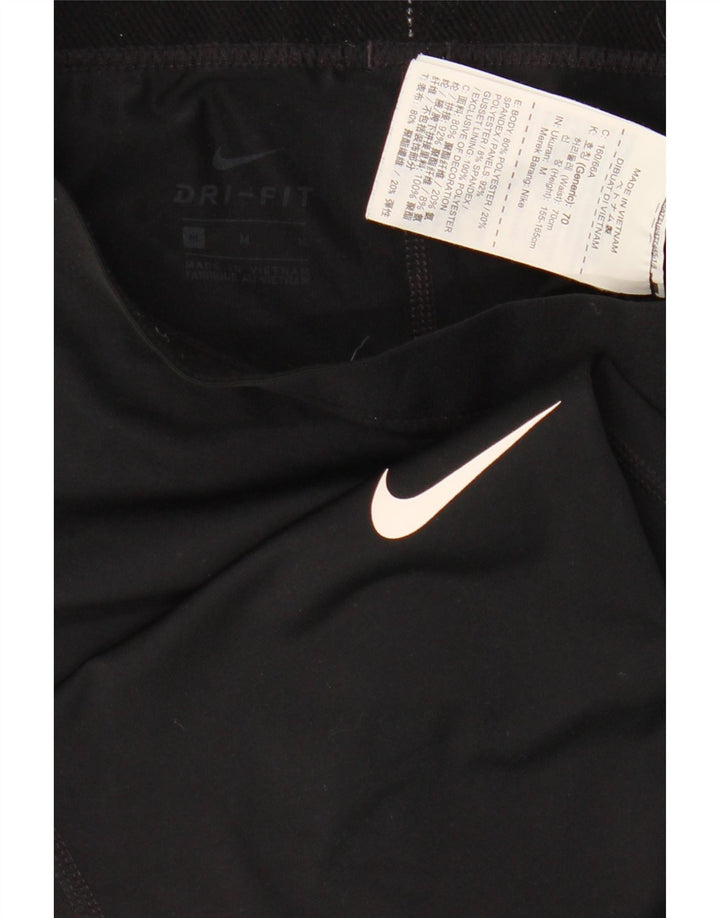 Nike Womens Dri Fit Graphic Leggings UK 12 Medium Black Polyester