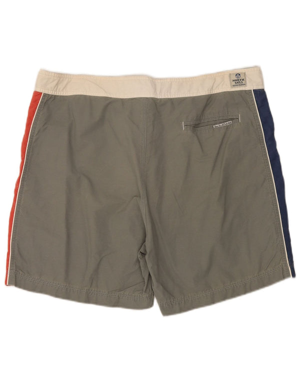 North Sails Mens Graphic Swimming Shorts XL  Grey Colourblock Cotton