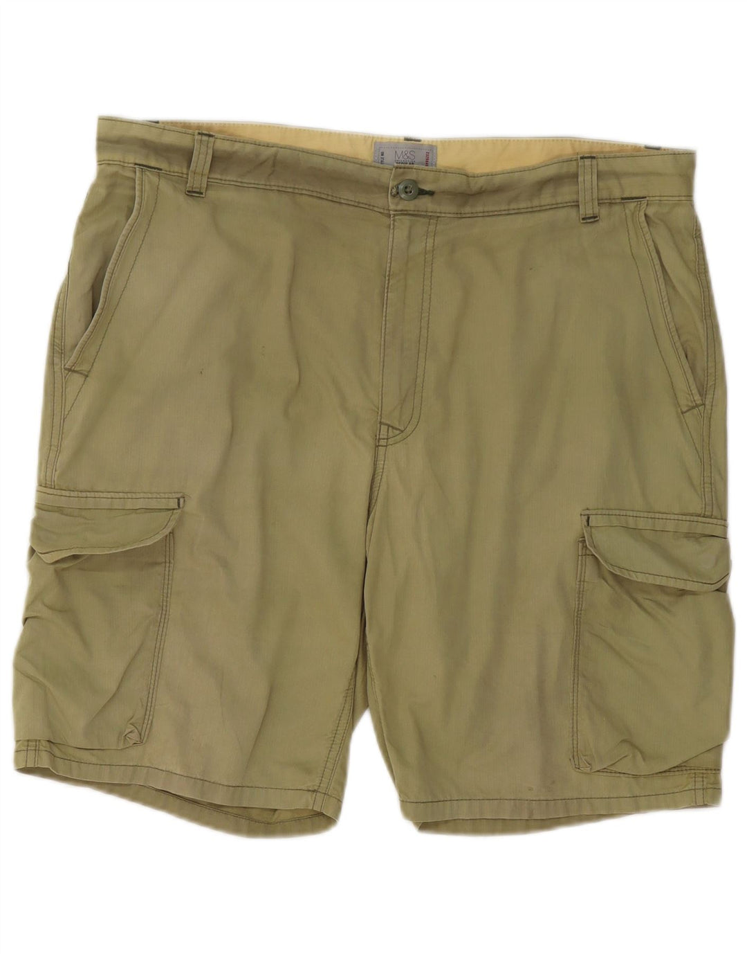 Marks & Spencer Mens Regular Cargo Shorts W38 XL Khaki Cotton