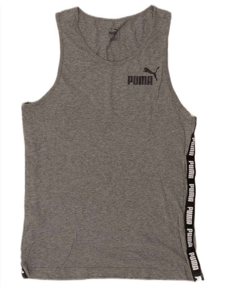 Puma Mens Graphic Vest Top Small Grey Colourblock Cotton