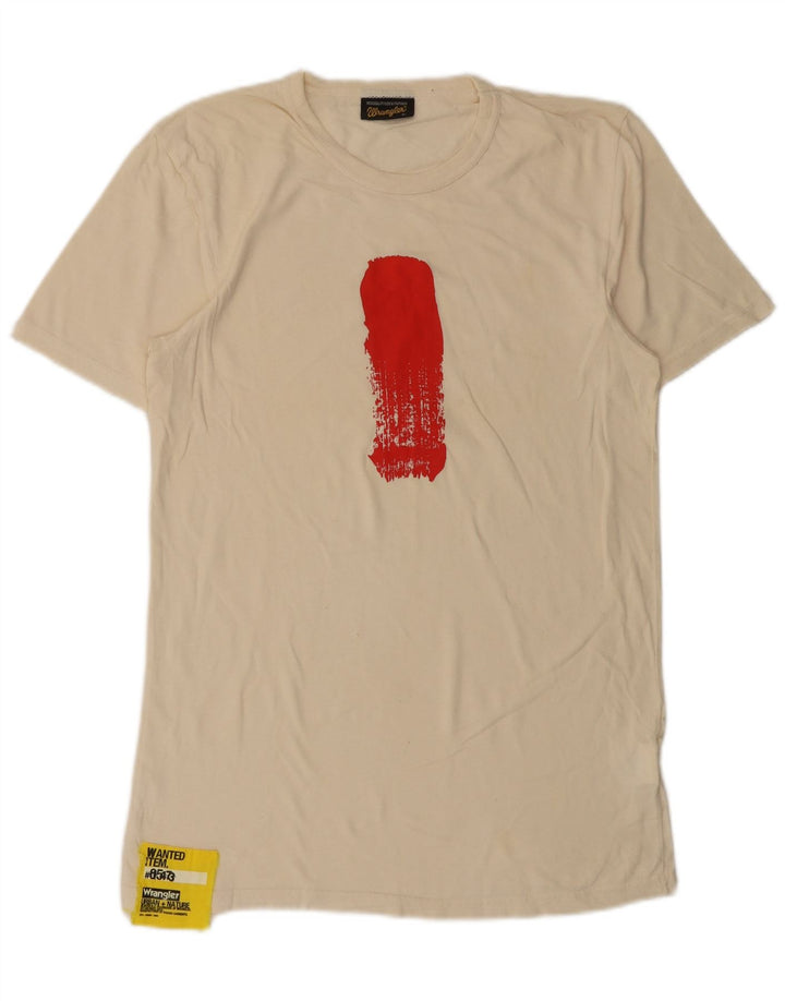 Wrangler Mens Graphic T-Shirt Top Large Off White Cotton