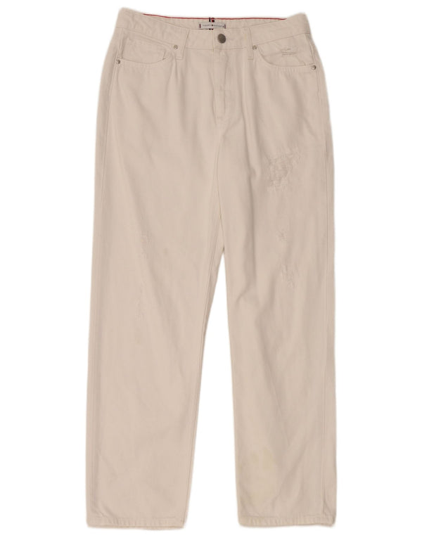 TOMMY HILFIGER Womens Distressed Straight Jeans W29 L28 White Cotton