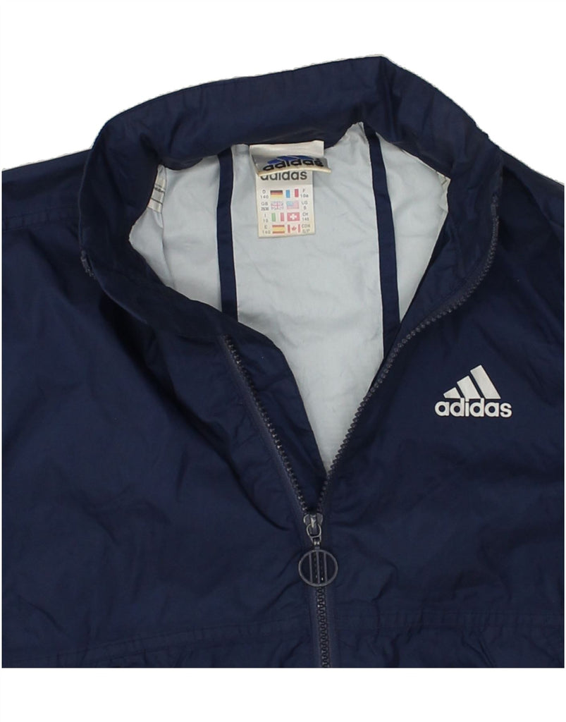 ADIDAS Boys Hooded Rain Jacket 9-10 Years Navy Blue | Vintage Adidas | Thrift | Second-Hand Adidas | Used Clothing | Messina Hembry 