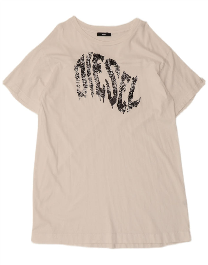 Diesel Womens Graphic T-Shirt Dress UK 14 Medium White