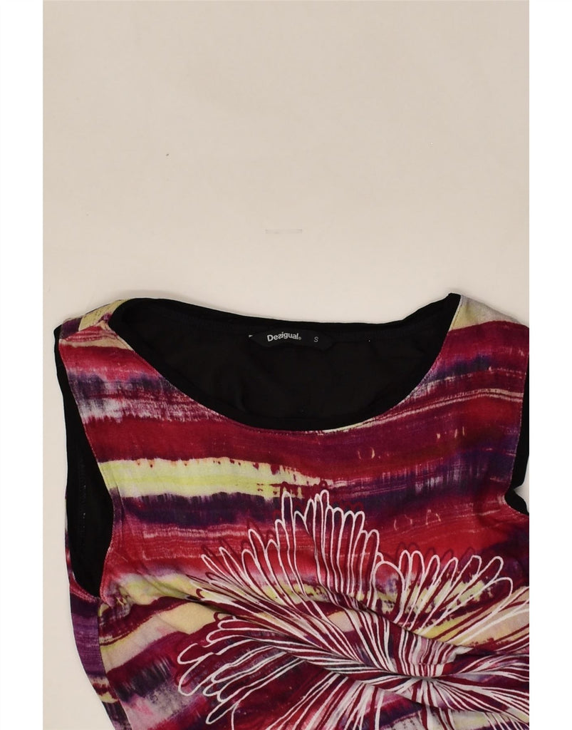 DESIGUAL Womens Graphic Vest Top UK 10 Small Multicoloured Striped Viscose | Vintage Desigual | Thrift | Second-Hand Desigual | Used Clothing | Messina Hembry 