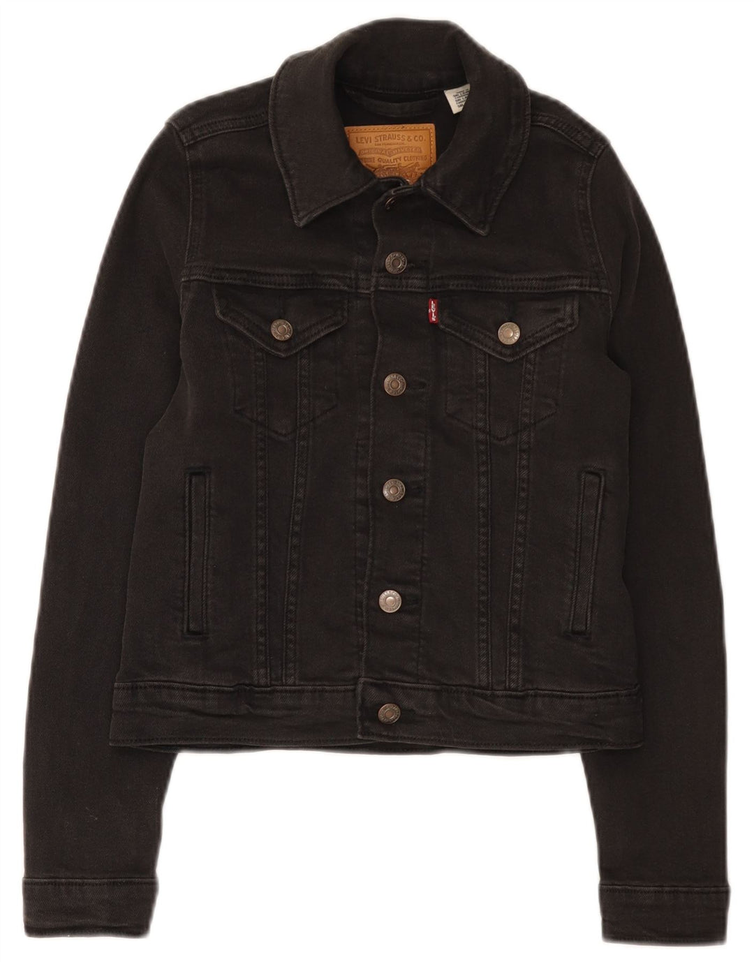 Levi's Womens Crop Denim Jacket UK 2 2XS Black Cotton
